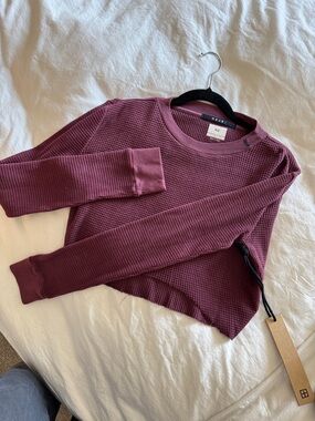 Ksubi Cropped Waffle Knit Long Sleeve Top - Plum